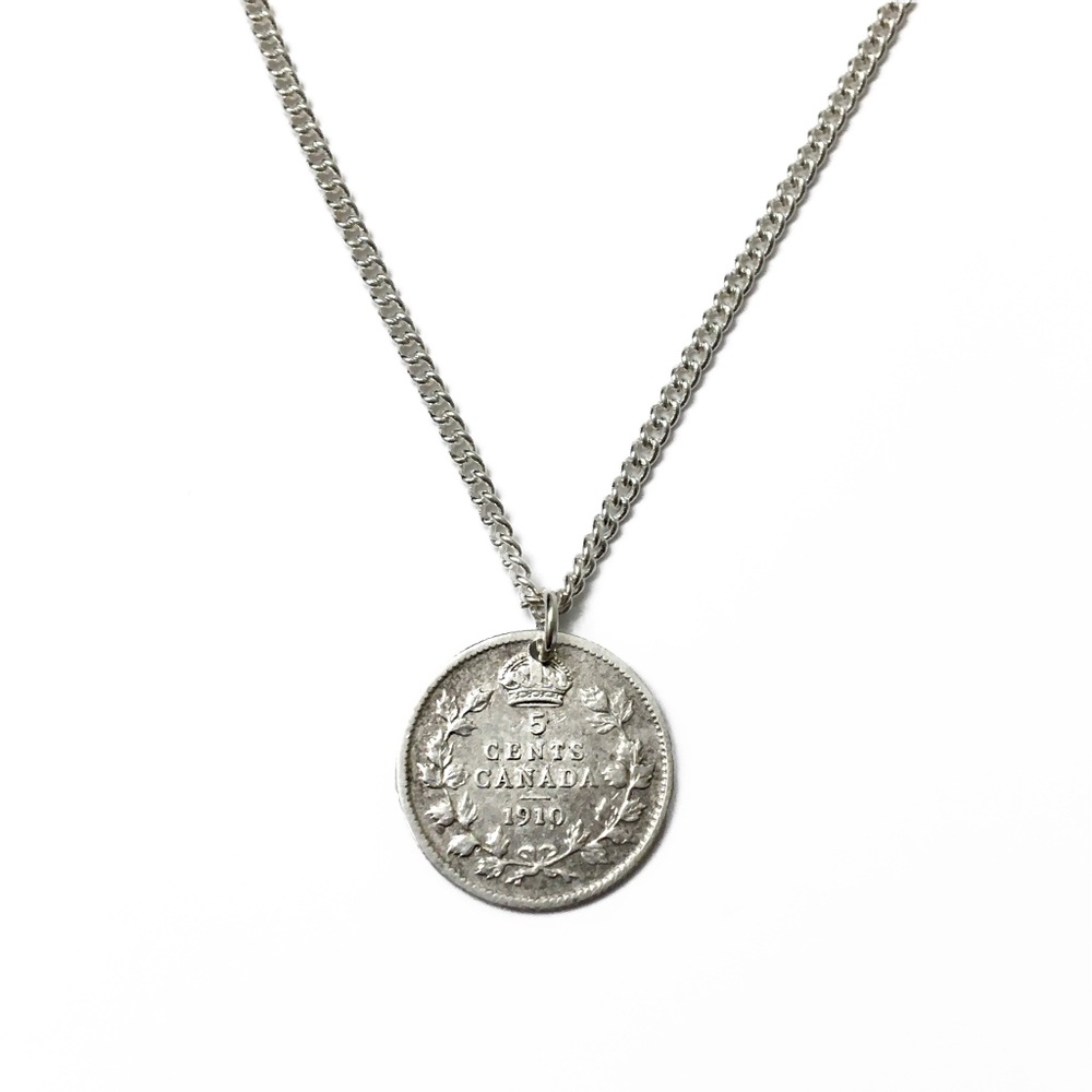 1910 Sterling Silver Edward VII Coin Necklace, 18-inch